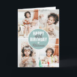 Cute 4 Photo Birthday Card Any Age | Custom Colour<br><div class="desc">A modern Happy Birthday Card featuring 4 photos of yoru choice,  their age and name. All colours and text can be personalised. Great birthday card for kids and adults - boys and girls.</div>