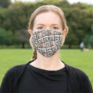 Cute 4 Photo Collage pattern - black Cloth Face Mask
