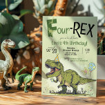 Cute 4-REX Funny Dinosaur Boy 4th Birthday Party Invitation<br><div class="desc">This cute roaring dinosaur cartoon themed birthday party invitation with funny "4-REX" headline, and "RSVP to Mama-saurus" is the perfect invite to celebrate your little Dino lover! Easily personalise the front & back side wording. Need to move the text or graphics a bit to fit into the design space once...</div>