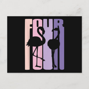Cute 4th Birthday Gift I Flamingo I 4 Years Old Invitation Postcard