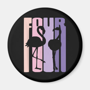 Cute 4th Birthday Gift I Flamingo I 4 Years Old Magnet