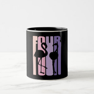 Cute 4th Birthday Gift I Flamingo I 4 Years Old Two-Tone Coffee Mug