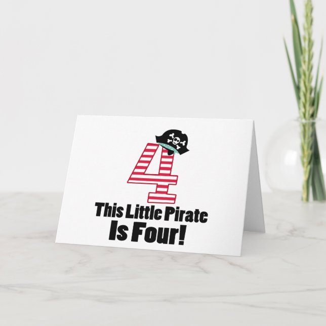 Cute 4th Birthday Pirate Card (Front)