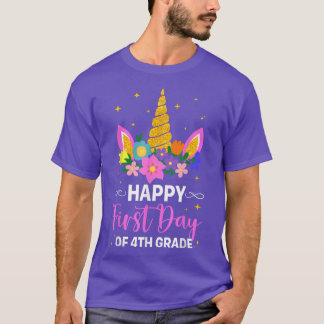 Cute 4th Grade Unicorn First Day of School Boy Gir T-Shirt