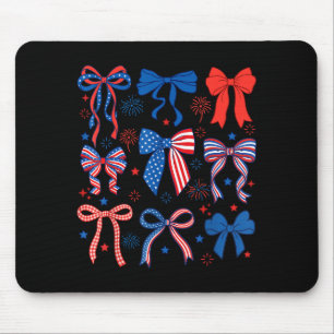 Cute 4th July Red White Graphic Art Mouse Mat