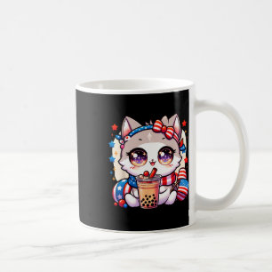 Cute 4th Of July Cat Shirt Girls Kawaii Anime Boby Coffee Mug