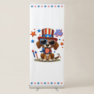 Cute, 4th of July dog/puppy Retractable Banner