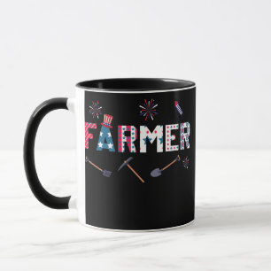 Cute 4th Of July Farmer American Flag Family Mug