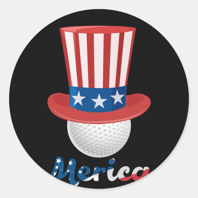 Cute 4th of July Golf Ball Lover Uncle Hat Classic Round Sticker (Front)