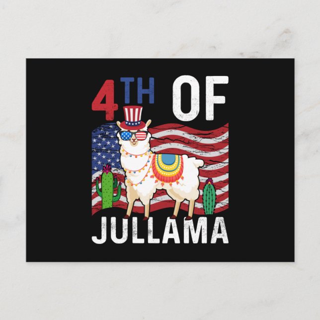 Cute 4th Of July Patriotic Llama 4th Of July Gift Postcard (Front)