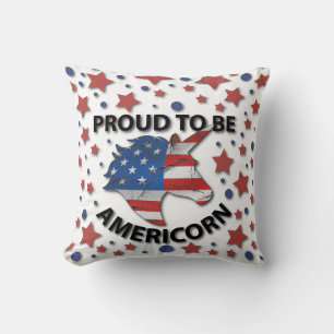 Cute 4th of July red, white and blue Americorn Cushion