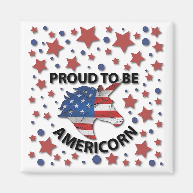 Cute 4th of July red, white and blue Americorn Magnet (Front)
