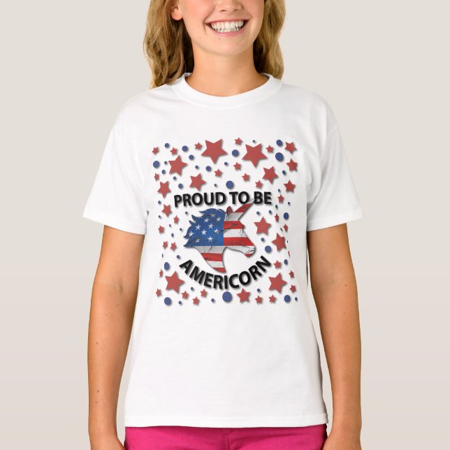Cute 4th of July red, white and blue Americorn T-Shirt (Front)