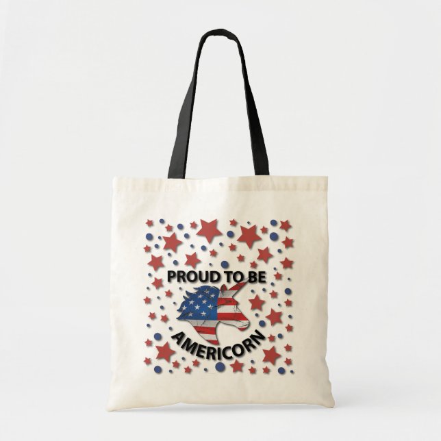 Cute 4th of July red, white and blue Americorn Tote Bag (Front)