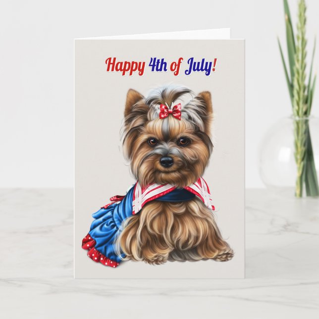 Cute 4th of July Schnauzer Puppy Holiday Card (Front)