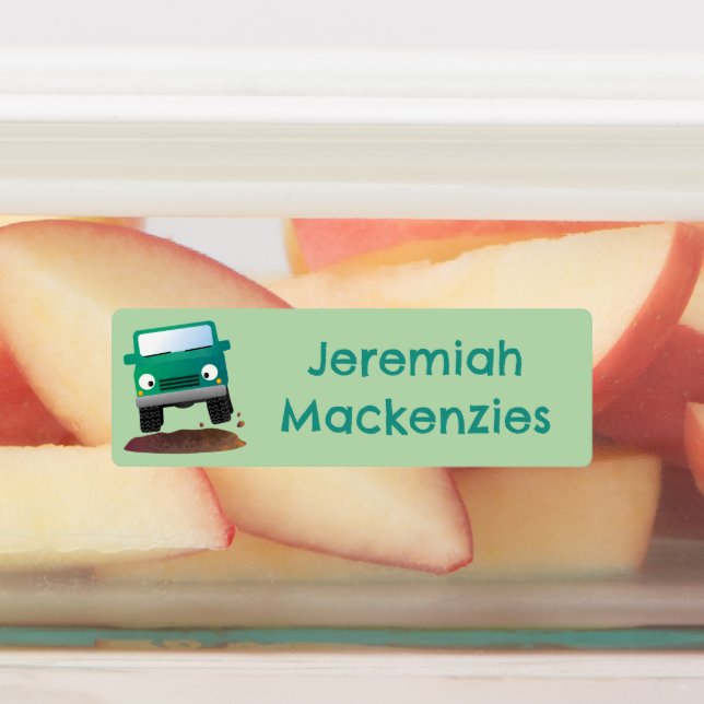 Cute 4X4 off road vehicle cartoon personalised (Affixed)