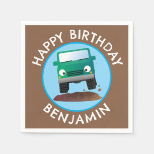 Cute 4X4 off road vehicle cartoon personalised Napkin