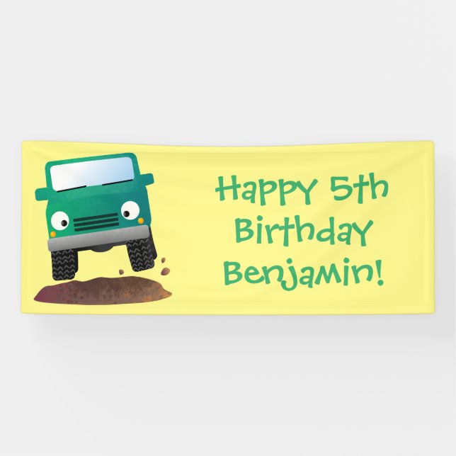 Cute 4X4 offroad vehicle cartoon car Banner (Horizontal)