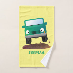 Cute 4X4 offroad vehicle cartoon car Bath Towel Set