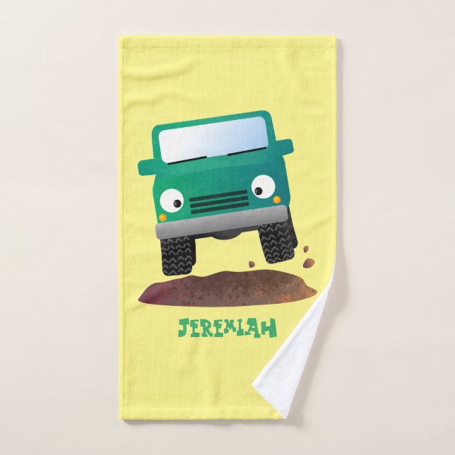 Cute 4X4 offroad vehicle cartoon car Bath Towel Set (Hand Towel)