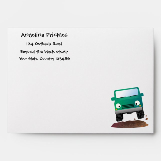 Cute 4X4 offroad vehicle cartoon car Envelope (Front)