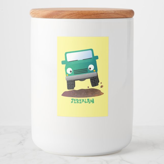 Cute 4X4 offroad vehicle cartoon car Food Label (Front)