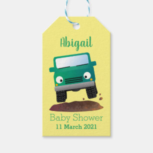 Cute 4X4 offroad vehicle cartoon car  Gift Tags
