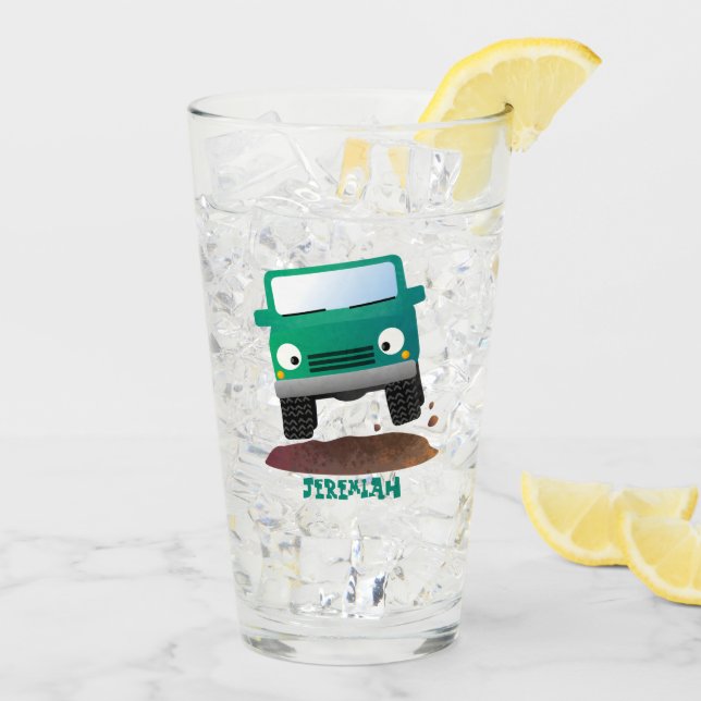 Cute 4X4 offroad vehicle cartoon car  Glass (Back Ice)