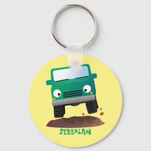 Cute 4X4 offroad vehicle cartoon car Key Ring (Front)