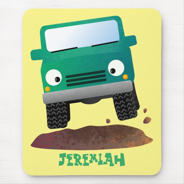 Cute 4X4 offroad vehicle cartoon car Mouse Mat (Front)