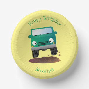 Cute 4X4 offroad vehicle cartoon car Paper Plate