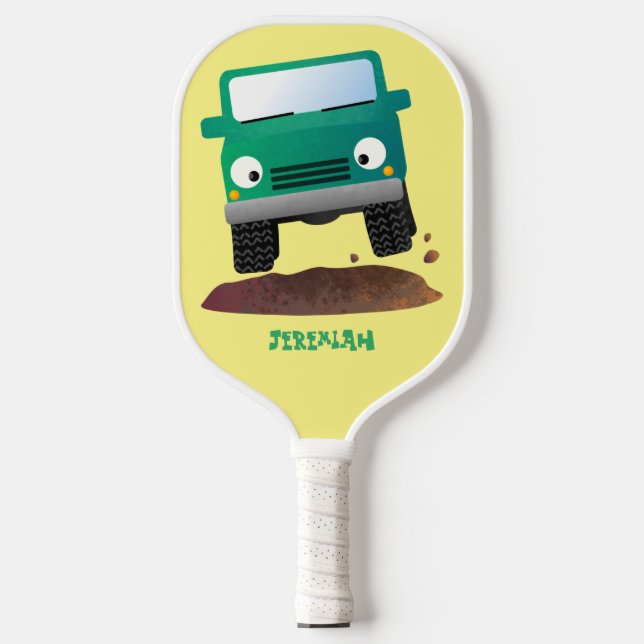 Cute 4X4 offroad vehicle cartoon car Pickleball Paddle (Front)