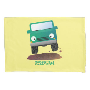Cute 4X4 offroad vehicle cartoon car Pillowcase