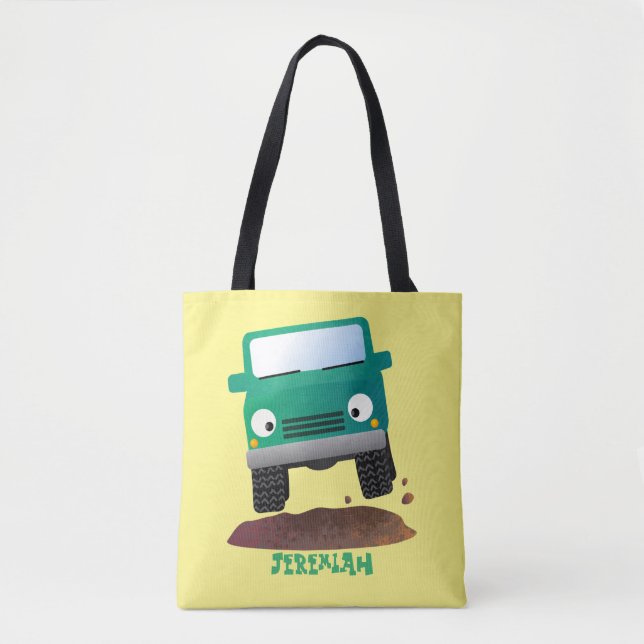 Cute 4X4 offroad vehicle cartoon car Tote Bag (Front)