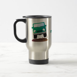 Cute 4X4 offroad vehicle cartoon car Travel Mug
