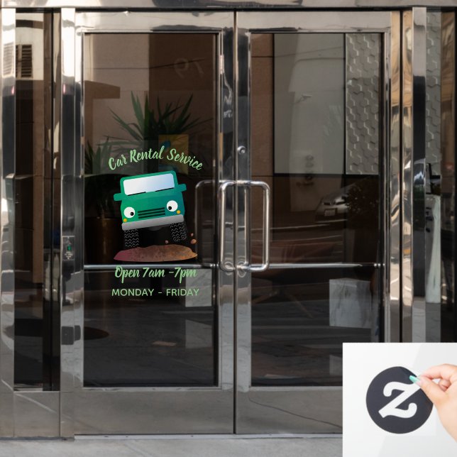 Cute 4X4 offroad vehicle cartoon car Window Cling (Office Door)