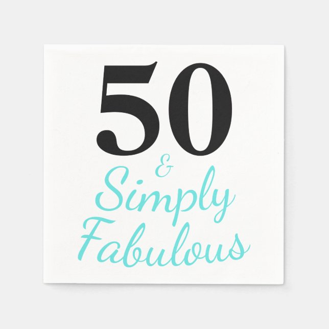 Cute 50 and Simply Fabulous Birthday Napkin (Front)