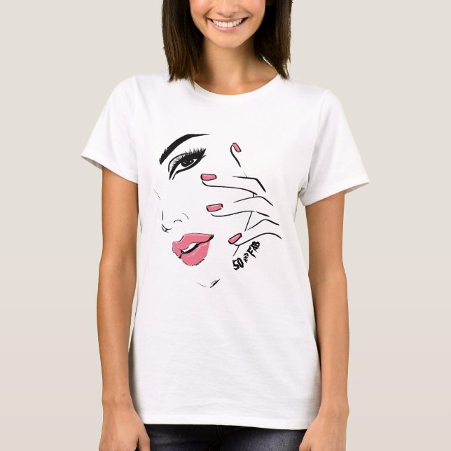 Cute 50 & Fabulous Fashion Face Woman T-Shirt (Front)