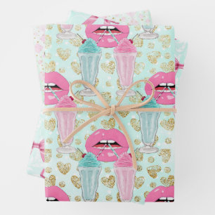 Cute 50's, Retro Pattern Wrapping Paper Sheet