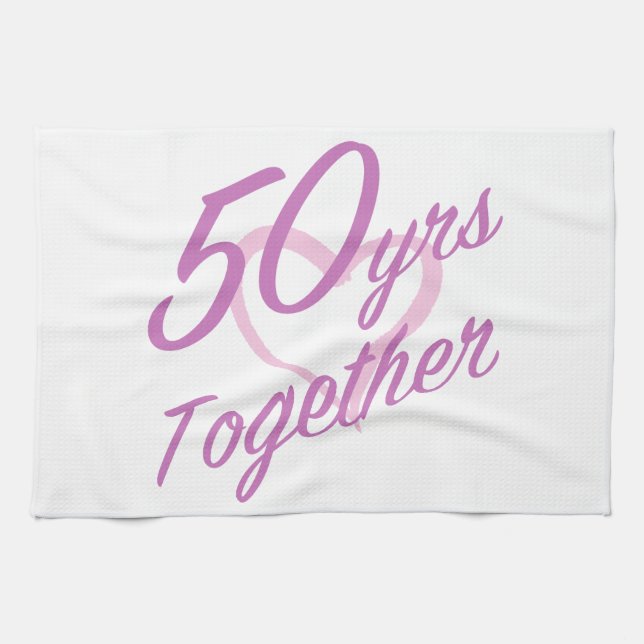 Cute 50th Anniversary Tea Towel (Horizontal)