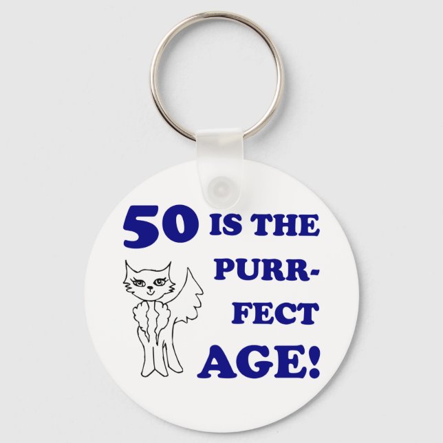 Cute 50th Birthday Present Key Ring (Front)