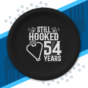 Cute 54th Anniversary Couples Married 54 Years Paper Plate