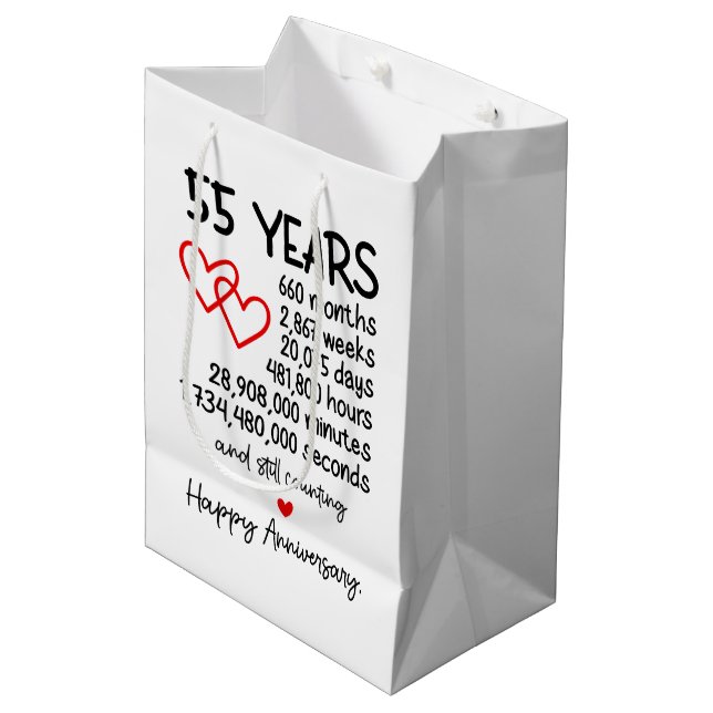 Cute 55th Year anniversary party  Medium Gift Bag (Front Angled)