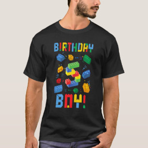 Cute 5th Birthday 5 Years Old Block Building Boys T-Shirt