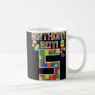 Cute 5th Birthday Gift 5 Years Old Block Building  Coffee Mug