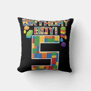 Cute 5th Birthday Gift 5 Years Old Block Building Cushion