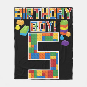 Cute 5th Birthday Gift 5 Years Old Block Building  Fleece Blanket