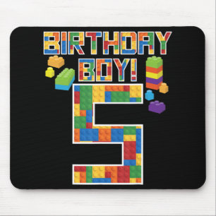 Cute 5th Birthday Gift 5 Years Old Block Building  Mouse Mat