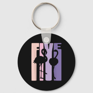 Cute 5th Birthday Gift I Flamingo I 5 Years Old Key Ring