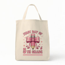 Cute 5th Grade Girl Pink Bow Groovy Pencil Design